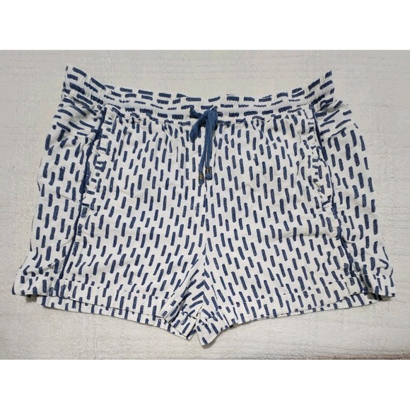 Anthropologie Pants - Anthropologie Boho Paper Bag Shorts Women's Large White Blue Striped Tie Belt